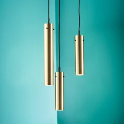 Lámpara colgante FRANDSEN FM2014, latón pulido, altura 36 cm