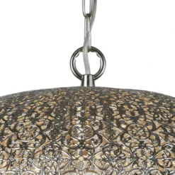 Lámpara colgante Fretwork, cromo mate, metal, Ø 39 cm, E27