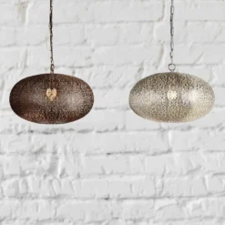 Lámpara colgante Fretwork, cromo mate, metal, Ø 39 cm, E27