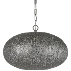Lámpara colgante Fretwork, cromo mate, metal, Ø 39 cm, E27