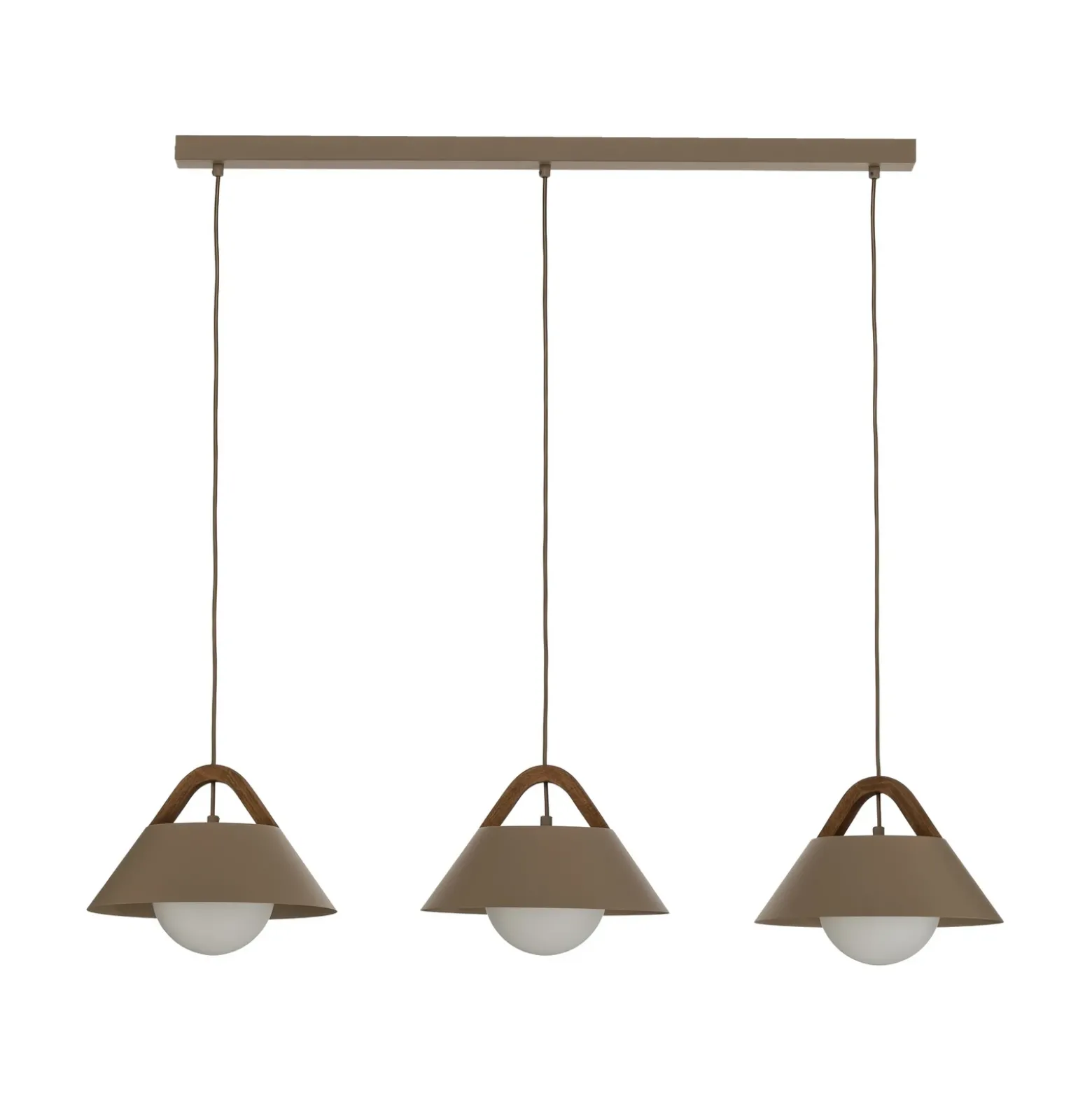 Lámpara colgante Funda, beige, longitud 110 cm, 3 luces, metal/cristal