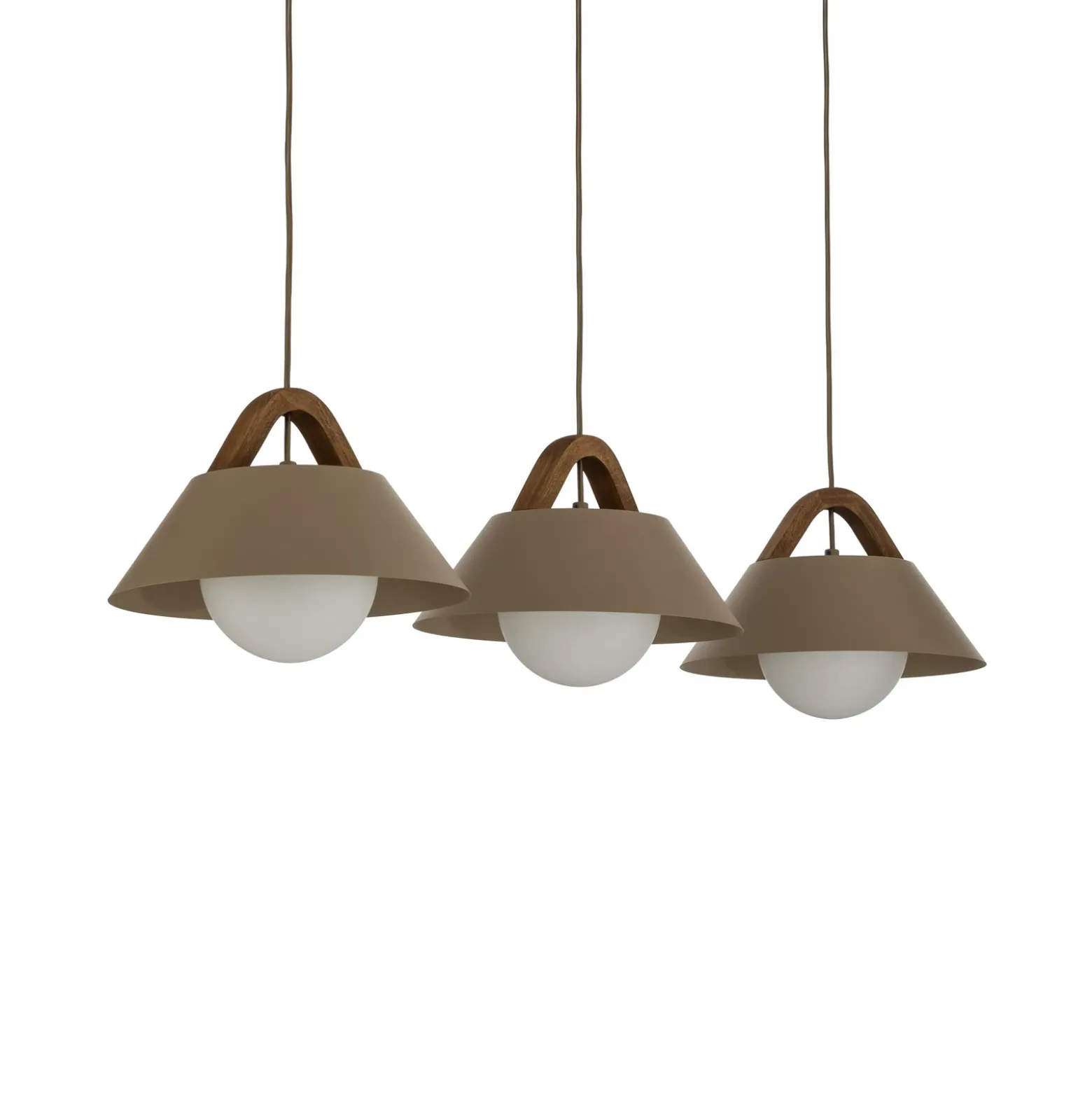 Lámpara colgante Funda, beige, longitud 110 cm, 3 luces, metal/cristal