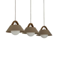 Lámpara colgante Funda, beige, longitud 110 cm, 3 luces, metal/cristal