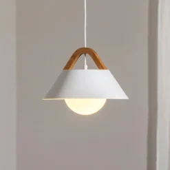 Lámpara colgante Funda, blanca, Ø 30 cm, 1 luz, metal/vidrio