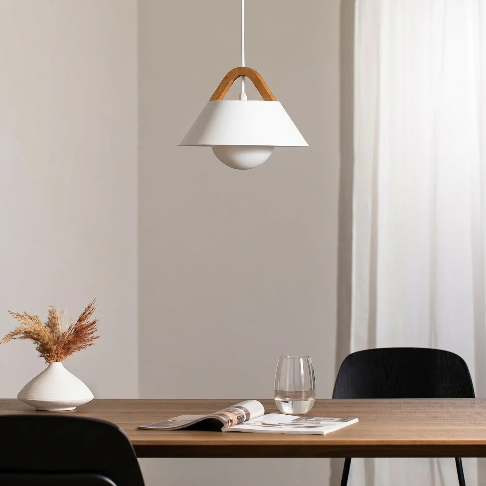 Lámpara colgante Funda, blanca, Ø 30 cm, 1 luz, metal/vidrio