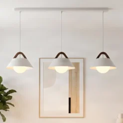 Lámpara colgante Funda, blanca, longitud 110 cm, 3 luces, metal/cristal