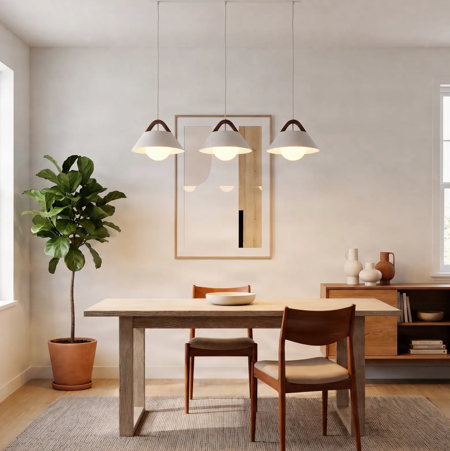Lámpara colgante Funda, blanca, longitud 110 cm, 3 luces, metal/cristal