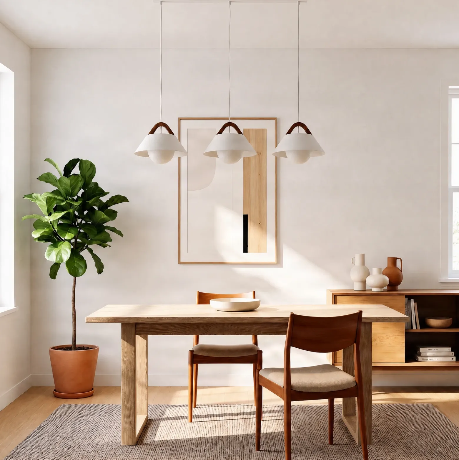 Lámpara colgante Funda, blanca, longitud 110 cm, 3 luces, metal/cristal
