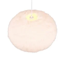 Lámpara colgante Furry, Ø 50 cm, color arena, felpa sintética