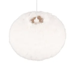 Lámpara colgante Furry, Ø 50 cm, color arena, felpa sintética