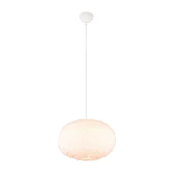 Lámpara colgante Furry, Ø 50 cm, color arena, felpa sintética