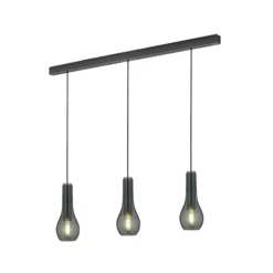 Lámpara colgante Gara, vidrio humo, 3 luces