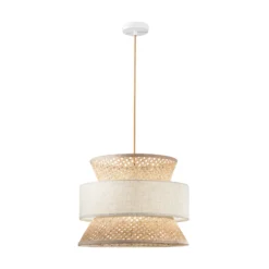 Lámpara colgante Gazebo, natural/beige, Ø 40 cm, ratán/tela