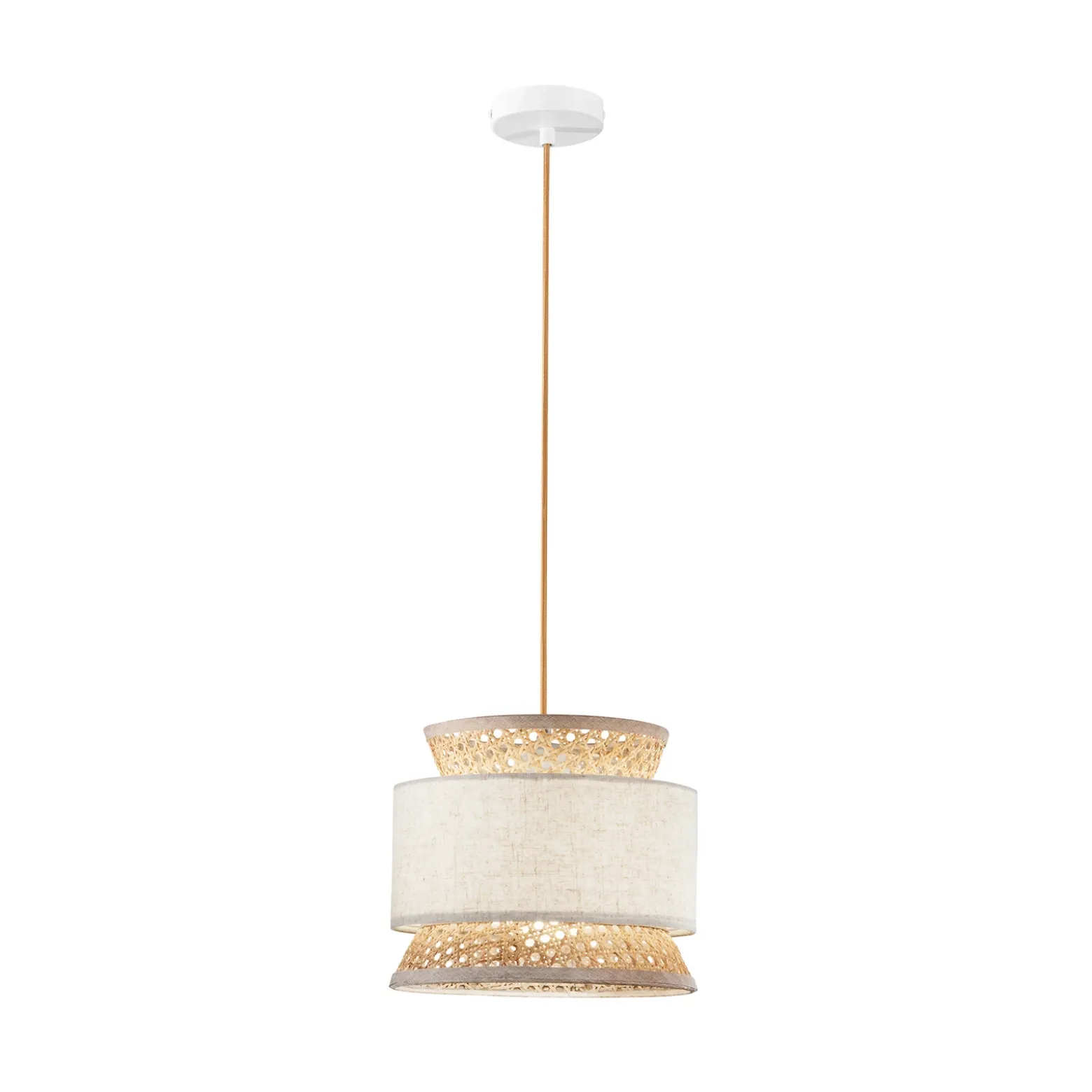 Lámpara colgante Gazebo, natural/beige, Ø 26 cm, ratán/tela
