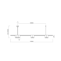 Lámpara colgante Genesis, aluminio negro/dorado, 7 x GU10, longitud 150 cm