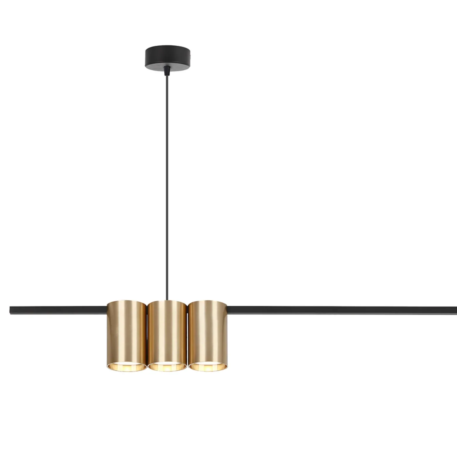 Lámpara colgante Genesis, aluminio negro/dorado, 5 x GU10, longitud 100 cm