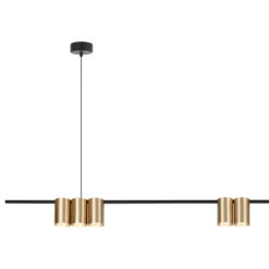 Lámpara colgante Genesis, aluminio negro/dorado, 7 x GU10, longitud 150 cm