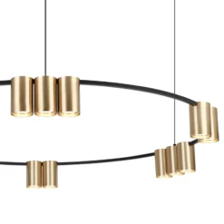 Lámpara colgante Genesis, aluminio, negro/dorado, 15 x GU10, Ø 100 cm