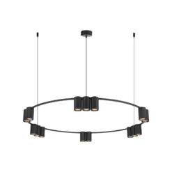 Lámpara colgante Genesis, aluminio, negro, 15 x GU10, Ø 100 cm