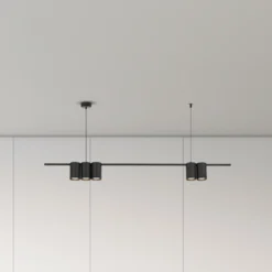 Lámpara colgante Genesis, aluminio, negro, 5 x GU10, longitud 100 cm