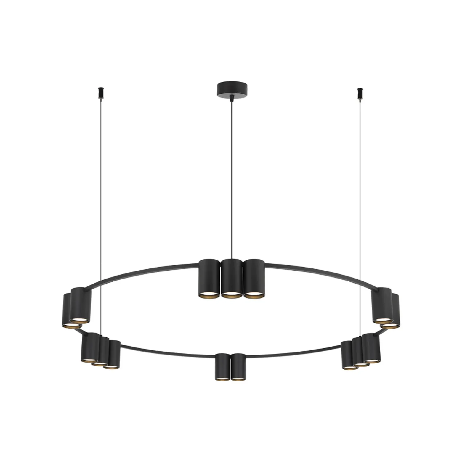 Lámpara colgante Genesis, aluminio, negro, 15 x GU10, Ø 100 cm