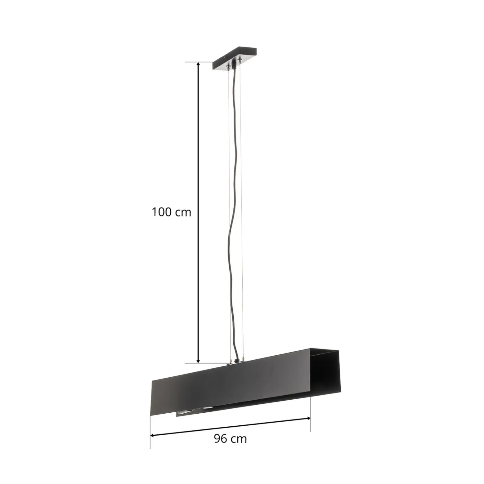 Lámpara colgante Gentor 4, longitud 96 cm en negro