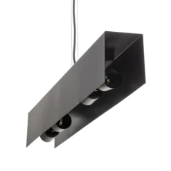 Lámpara colgante Gentor 4, longitud 96 cm en negro