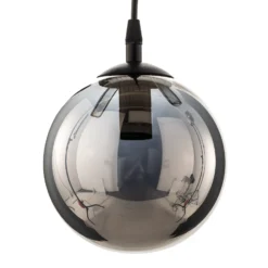 Lámpara colgante Glassy, descentrada, negra, grafito, cristal, 14 cm