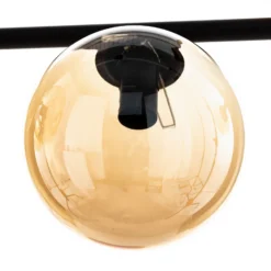 Lámpara colgante Glassy, 8 luces, negro, ámbar, cristal, E14