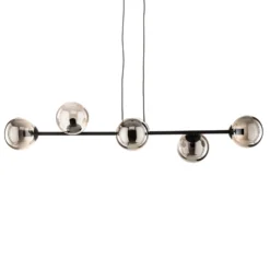 Lámpara colgante Glassy, 6 luces, negro, grafito, cristal, 110 cm