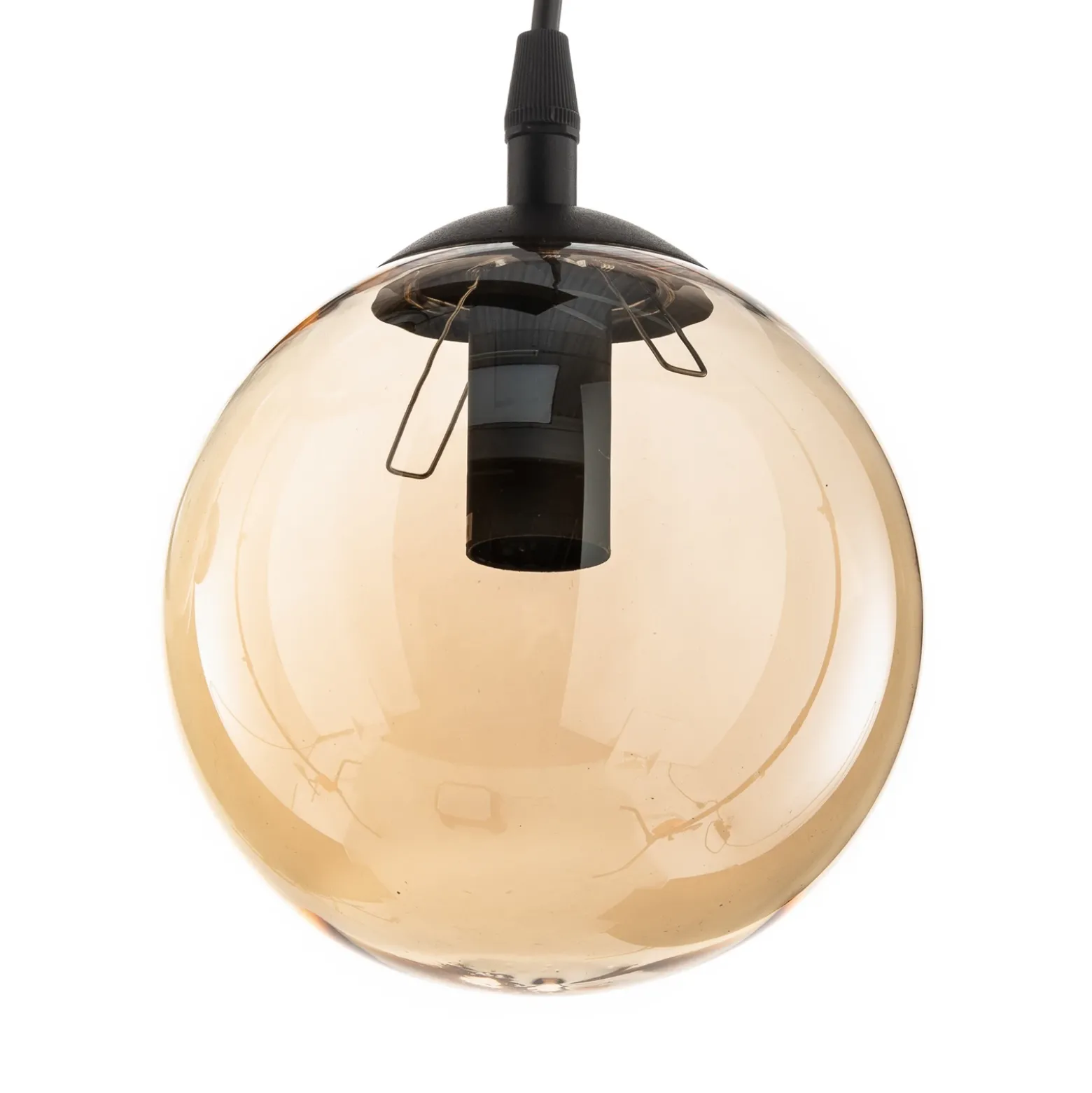 Lámpara colgante Glassy, 6 luces, grafito/ámbar/transparente, vidrio, 75 cm