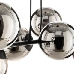 Lámpara colgante Glassy, 8 luces, negro, grafito, cristal, E14