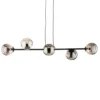 Lámpara colgante Glassy, 6 luces, negro, grafito, cristal, 110 cm