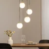 Lámpara colgante Glassy, 4 luces, redonda, negro/ópalo