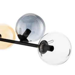 Lámpara colgante Glassy, 6 luces, grafito/ámbar/transparente, vidrio, 110 cm