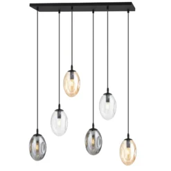 Lámpara colgante Glassy, 6 luces, cristales abombados, multicolor