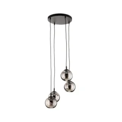 Lámpara colgante Glassy, 4 luces, negro, grafito, cristal, E14