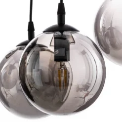Lámpara colgante Glassy, 9 luces, negro, grafito, cristal, E14