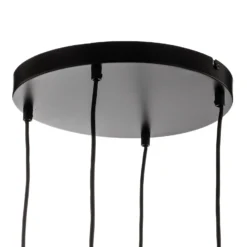 Lámpara colgante Glassy, 4 luces, negro, grafito/ámbar/transparente, E14