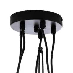Lámpara colgante Glassy, 5 luces, negro, grafito/ámbar/transparente, E14