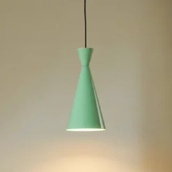 Lámpara colgante Glenora, verde menta/blanco, metal, Ø 18 cm