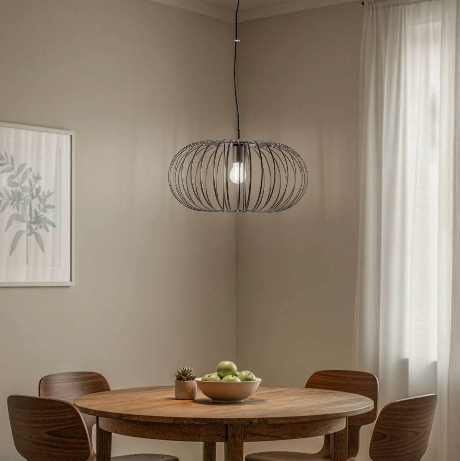 Lámpara colgante Globe, café, Ø 51 cm, metal, 1 luz, E27