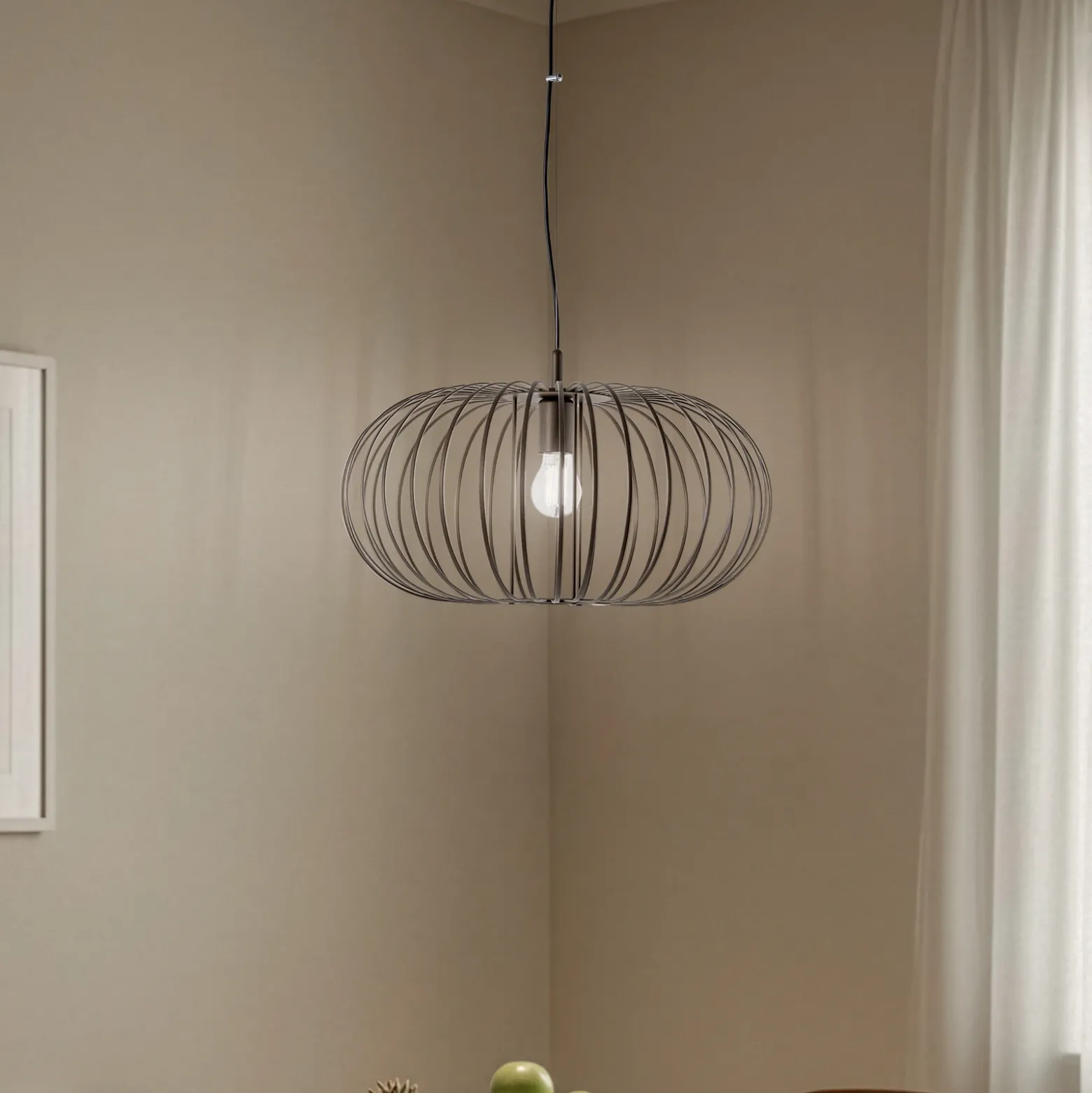 Lámpara colgante Globe, café, Ø 51 cm, metal, 1 luz, E27
