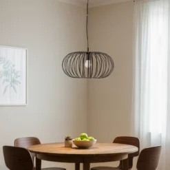 Lámpara colgante Globe, café, Ø 51 cm, metal, 1 luz, E27