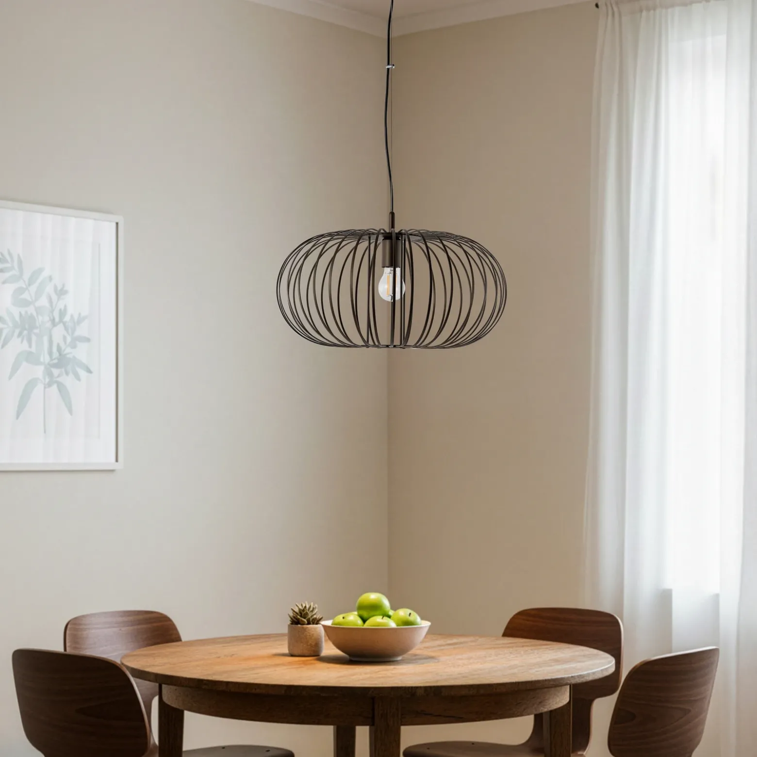 Lámpara colgante Globe, café, Ø 51 cm, metal, 1 luz, E27