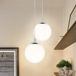 Lámpara colgante Globe de Paulmann, blanco satinado/cromo Ø 20 cm IP44