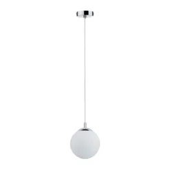 Lámpara colgante Globe de Paulmann, blanco satinado/cromo Ø 20 cm IP44