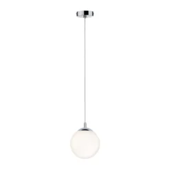 Lámpara colgante Globe de Paulmann, blanco satinado/cromo Ø 20 cm IP44