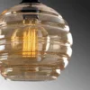 Lámpara colgante Gold 010, dorada-transparente, cristal, Ø 20 cm