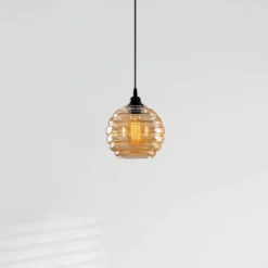 Lámpara colgante Gold 010, dorada-transparente, cristal, Ø 20 cm